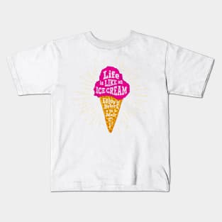 Bright Creative Ice Cream Illustration With Lettering. Summer Time Kids T-Shirt